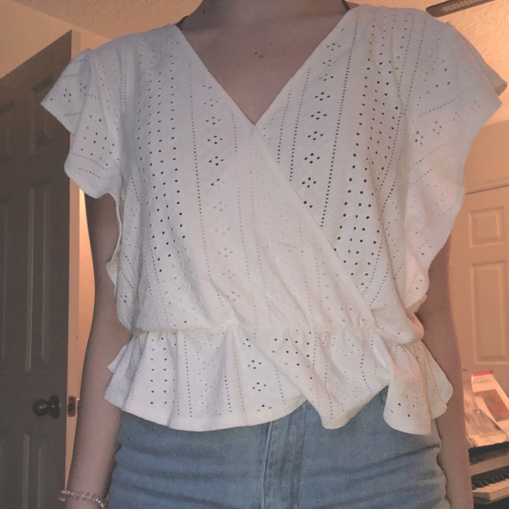 white loose cottagecore top